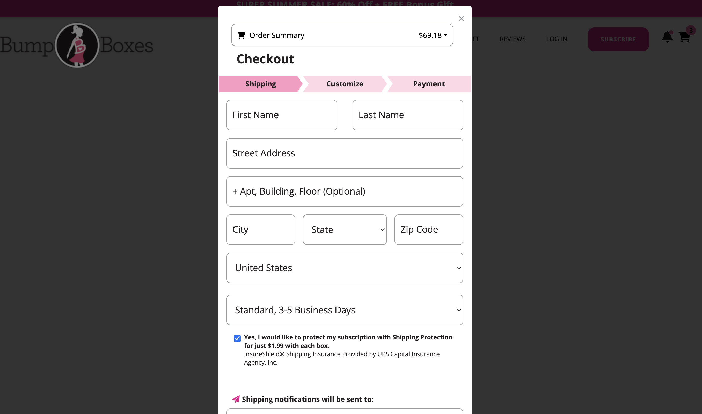 E-Commerce checkout interface