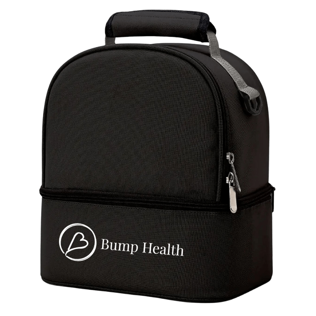 Bump Health logo applied to company cooler bag merchandise